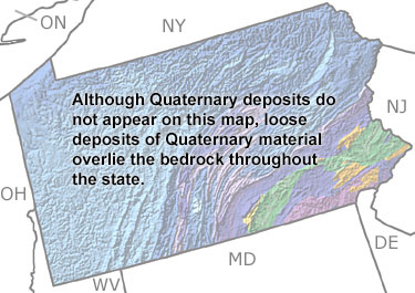 Quaternary in Pennsylvania map