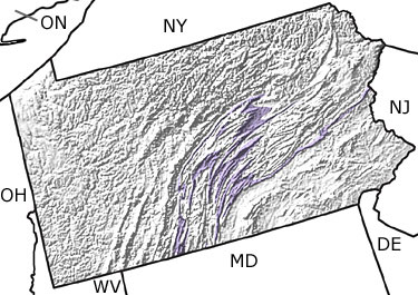 Silurian in Pennsylvania map