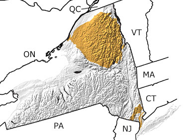 Precambrian in New York map