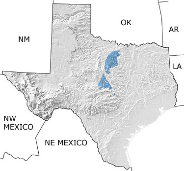 Carboniferous in Texas map