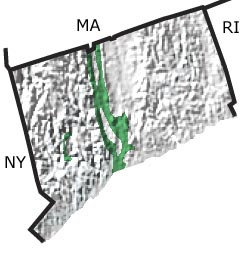 Triassic in Connecticut map