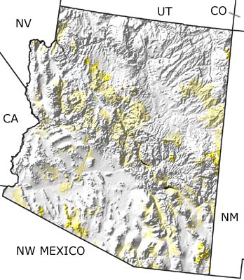 Tertiary in Arizona map