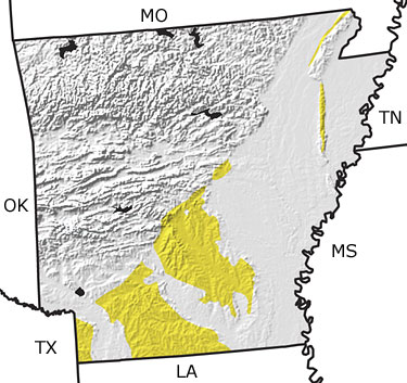 Tertiary in Arkansas map