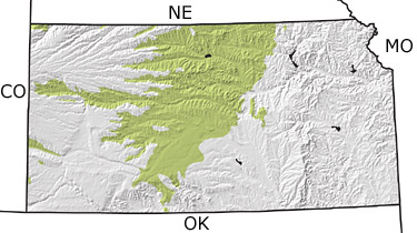 Cretaceous in Kansas map