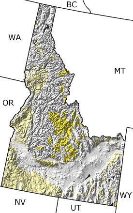 Tertiary in Idaho map