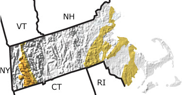 Precambrian in Massachusetts map