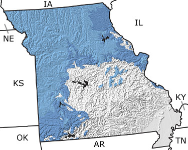 Carboniferous in Missouri map