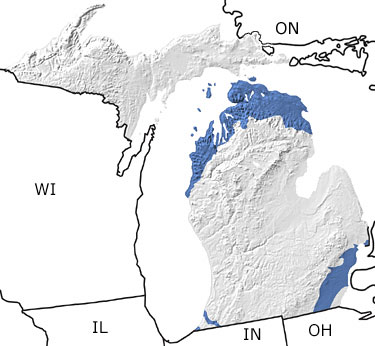 Devonian in Michigan map