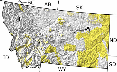 Tertiary in Montana map