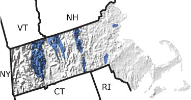 Devonian in Massachusetts map