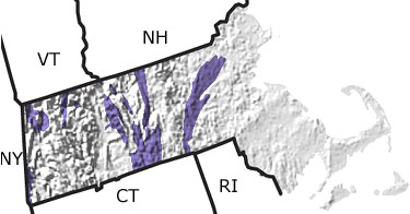 Ordovician in Massachusetts map
