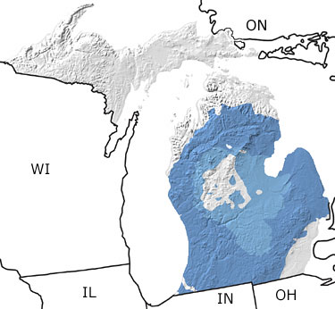 Carboniferous in Michigan map