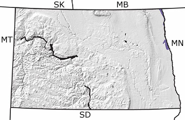 Ordovician in North Dakota map