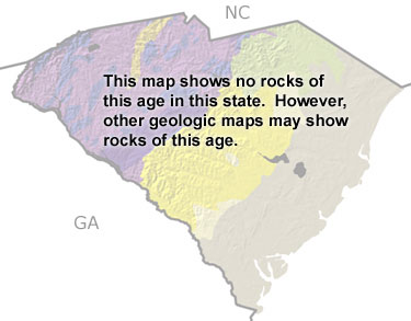 Carboniferous in South Carolina map