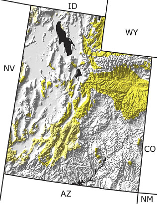 Tertiary in Utah map