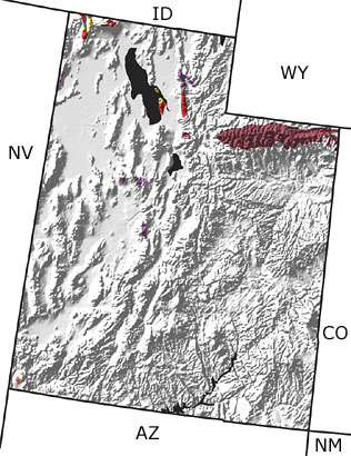 Precambrian in Utah map