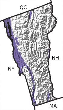 Ordovician in Vermont map