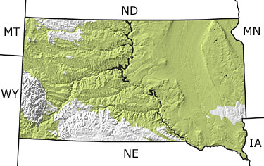 Cretaceous in South Dakota map