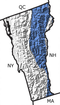Devonian in Vermont map