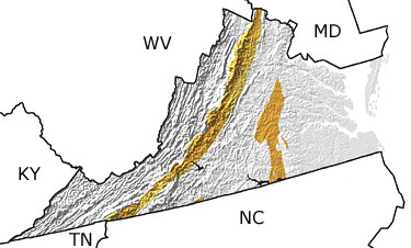 Precambrian in Virginia map