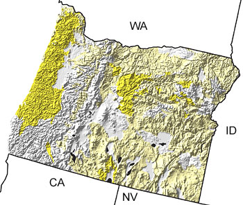 Tertiary in Oregon map