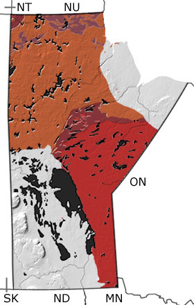 Precambrian in Manitoba map