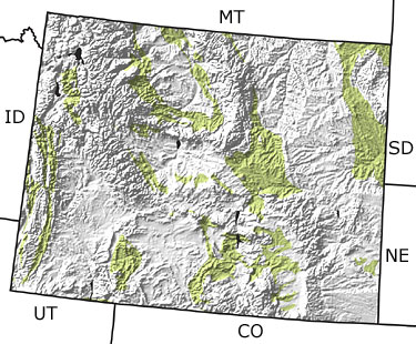 Cretaceous in Wyoming map