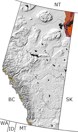 Precambrian in Alberta map