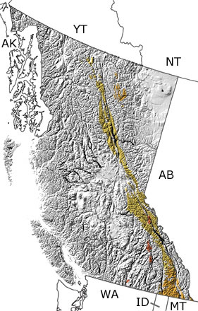 Precambrian in British Columbia map