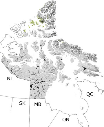Cretaceous in Nunavut map