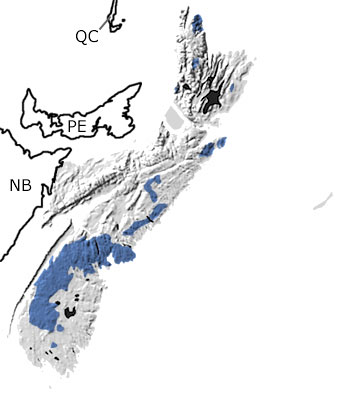 Devonian in Nova Scotia map