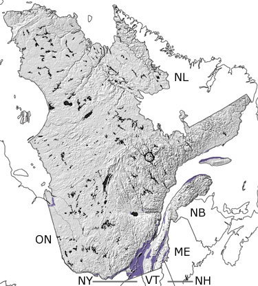 Ordovician in Quebec map