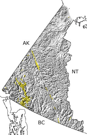Tertiary in Yukon Territory map